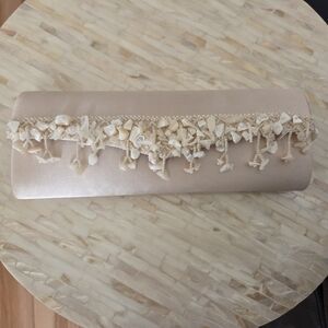 La Regale,Vintage Elegant Cream Clutch with Pearl Accents